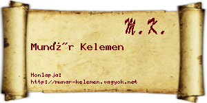 Munár Kelemen névjegykártya